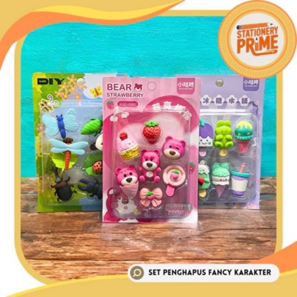 

Set Penghapus Fancy Karakter XGD Bear Strawberry Ice Cream Macaron Insect Bug Serangga ( 1 Set isi 6-7 pcs )