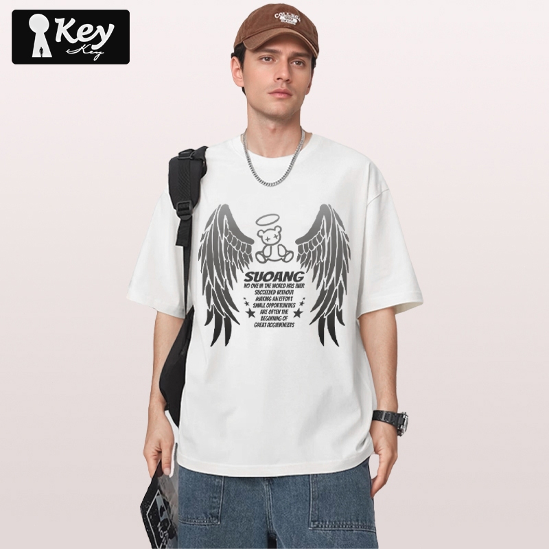 Kaos Pria Sayap Malaikat, Kaos Sablon Katun 100%, Kaos Unisex