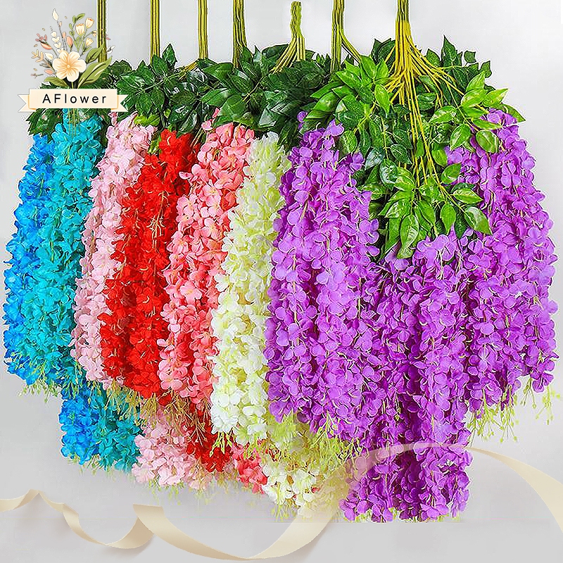 Daun Wisteria Jumbo Bunga Plastik Artificial Dekorasi Tambahan Bunga Rambat Juntai Bunga Juntai Deko