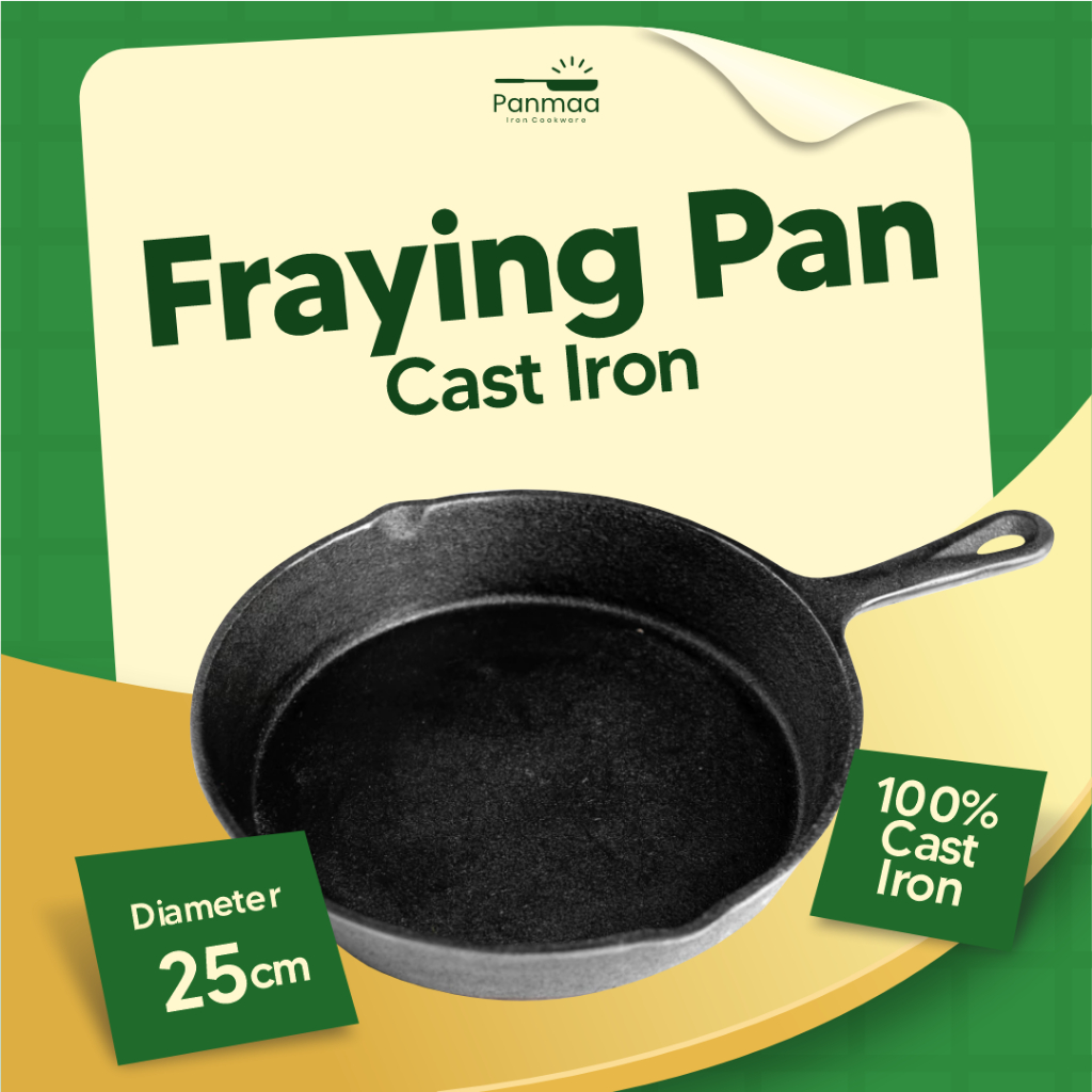 Pan Cast Iron 25 cm Tanpa Telinga/Panci Wajan/Frying Pan Best Seller