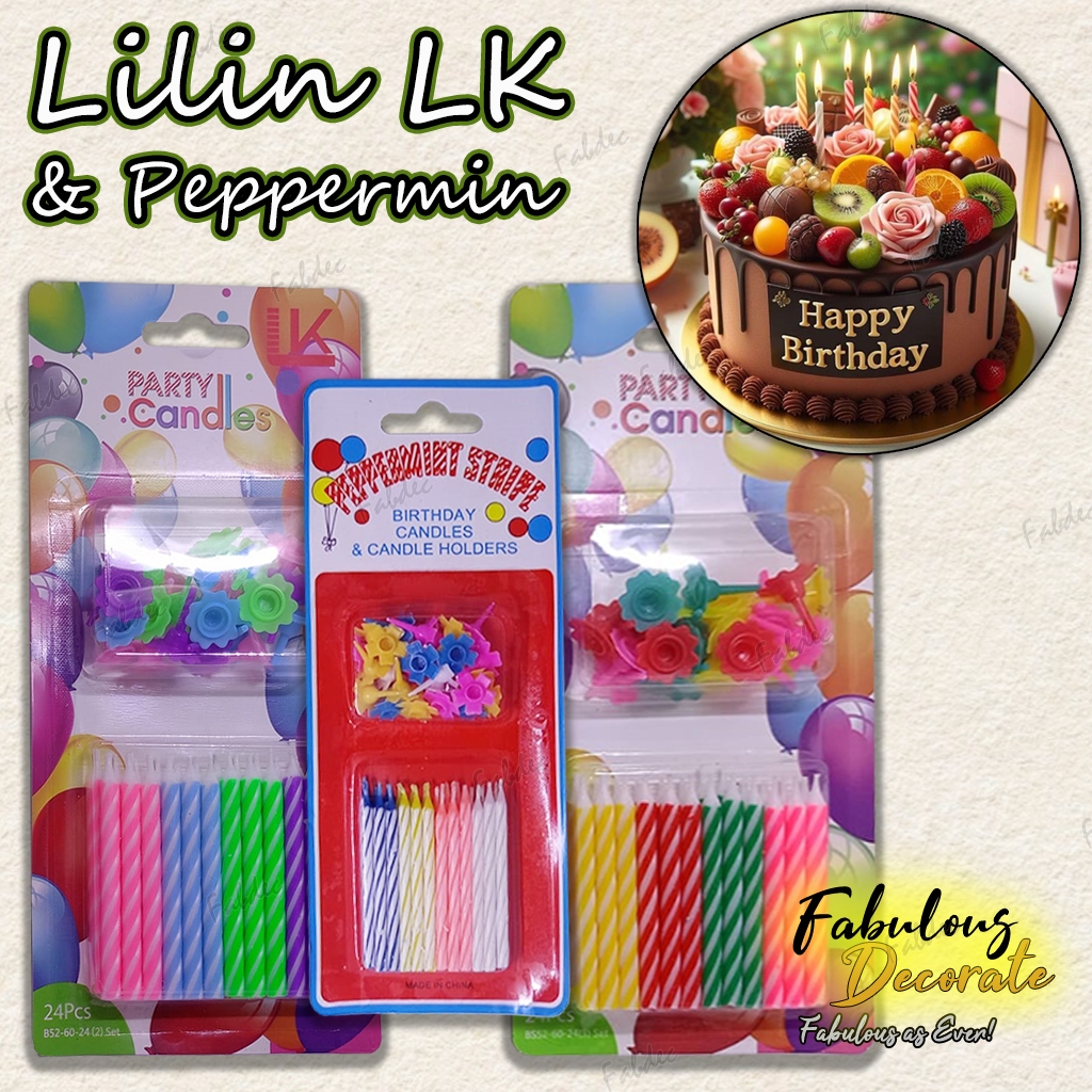 Fabulousdecorate - Lilin Ulang Tahun / Ultah / Lilin Ulir Batang Peppermint LK