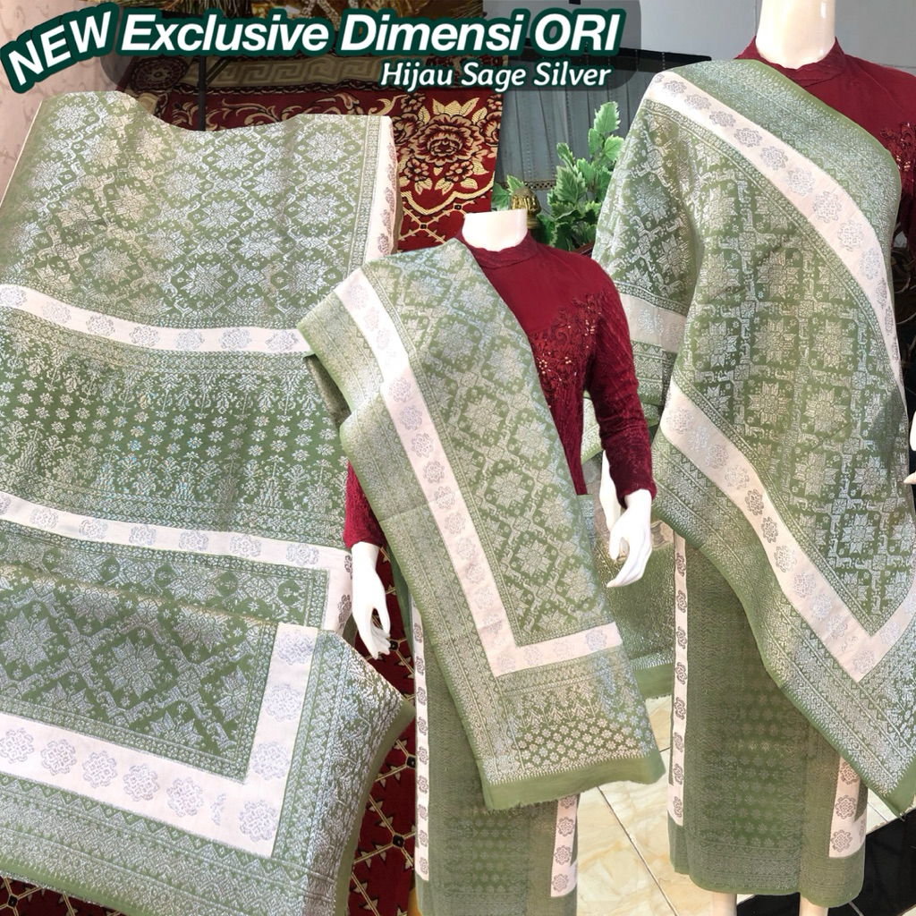 NEW Exclusive Songket Dimensi ORI /Hijau Sage/ Songket Panca Warna Dimensi/ songket tenun asli palem