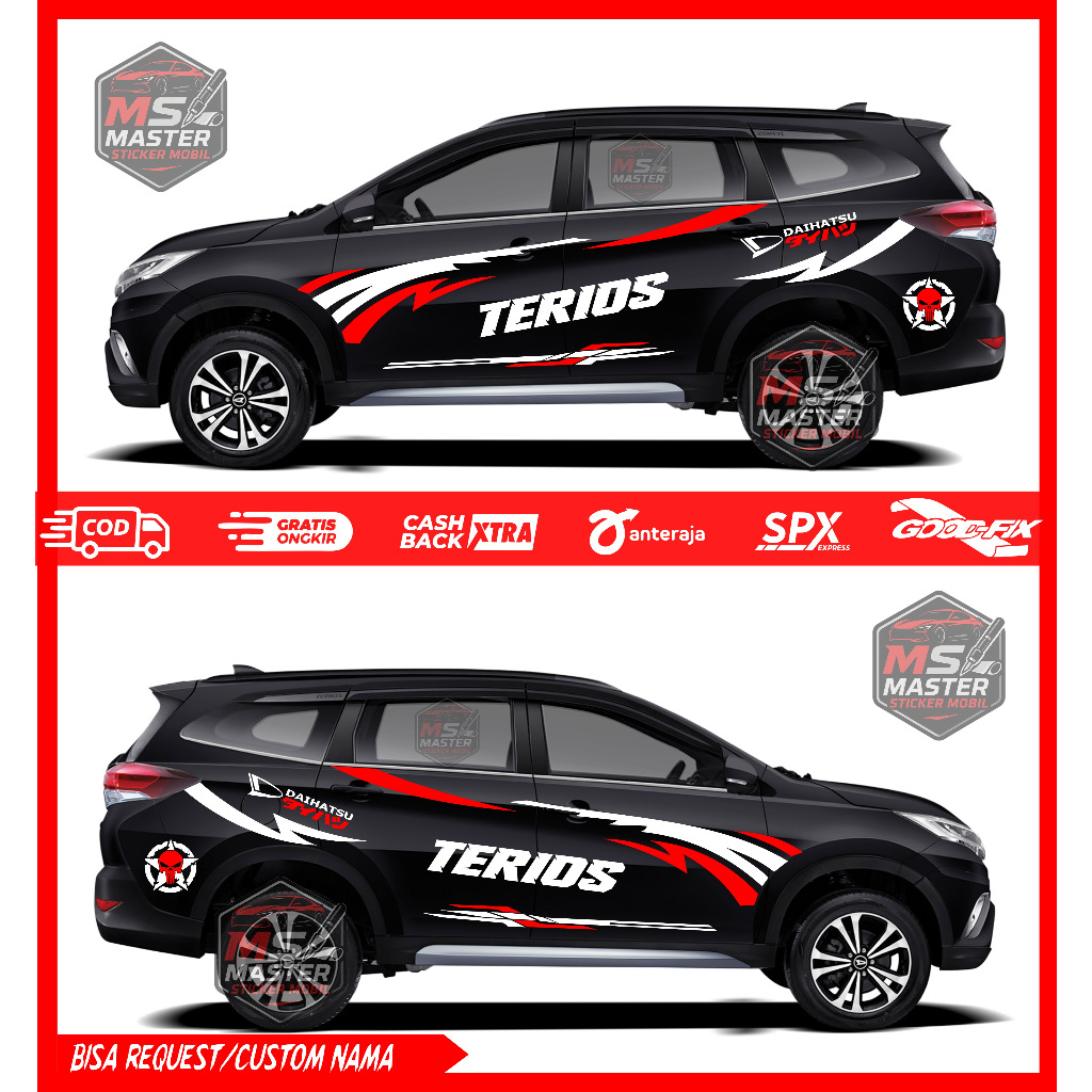 STICKER VARIASI CUTTING STICKER MOBIL TERIOS HITAM AII TIPE MOBIL