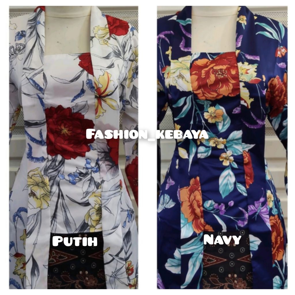 atasan kebaya kutubaru motif bunga besar kebaya kerja/kantor