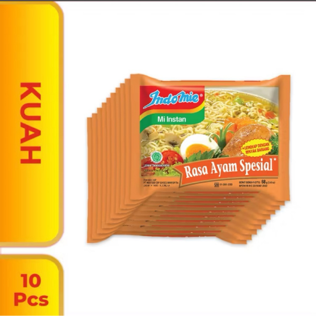 

Indomie Kuah Rasa Ayam Spesial 68g – Paket 10 Bungkus