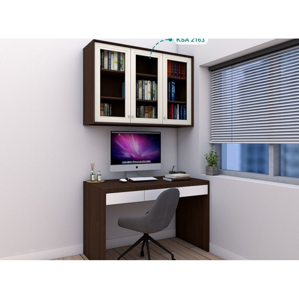 Lemari buku kaca rak buku gantung dinding lemari kabinet