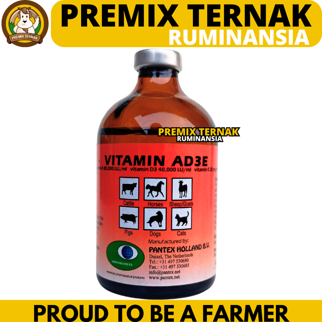 PANTEX VITAMIN AD3E 100ML - Vitamin ADE Hewan Ternak Sapi Kambing Domba Babi - Mirip Vitol Fertilife