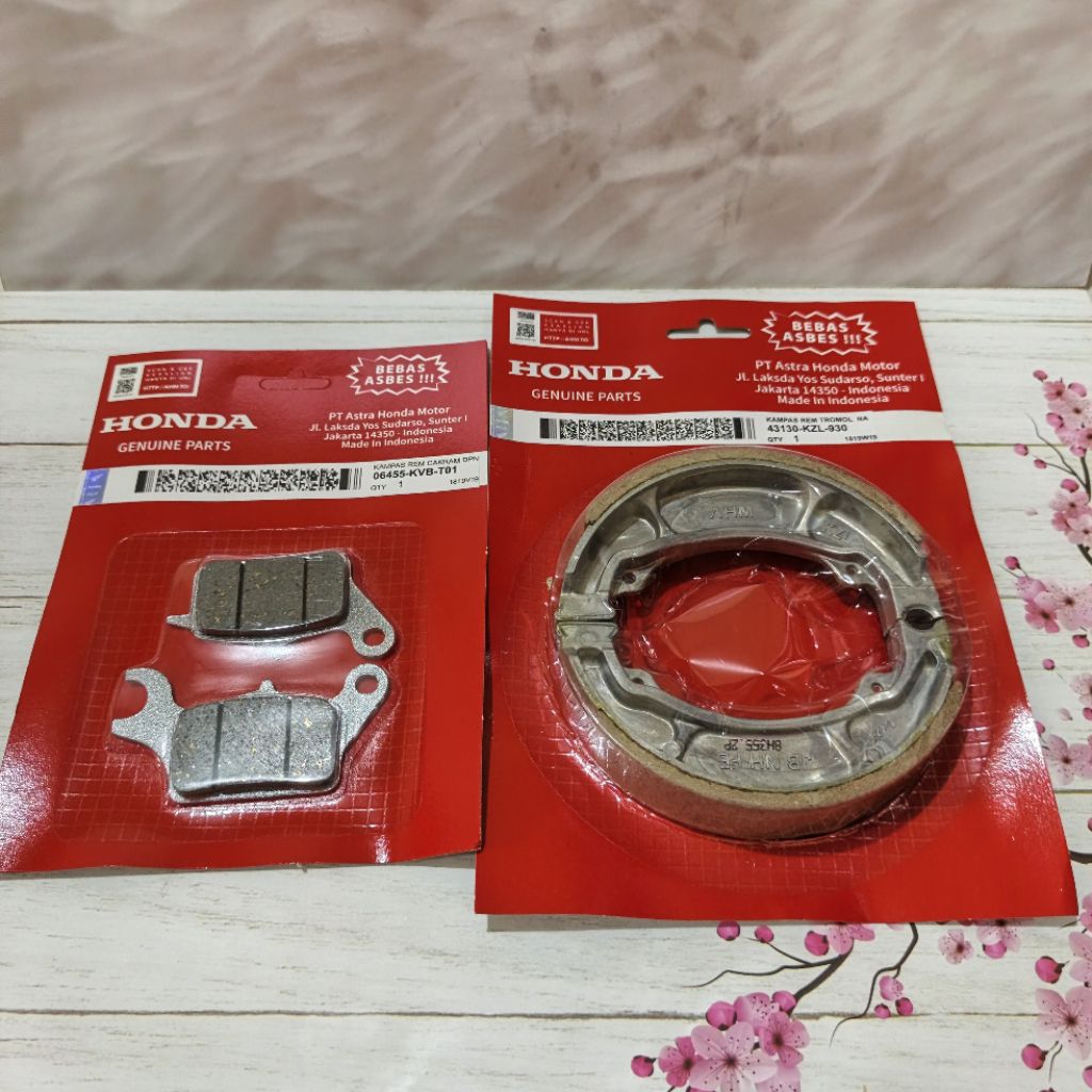 KAMPAS REM SATU SET DEPAN DAN BELAKANG HONDA BEAT , SCOOPY , SPACY , VARIO