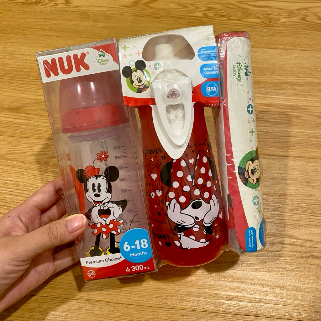 NEW Nuk Minnie Mouse Set | Botol Susu Alat MPASI Anak Bayi Baby Disney Merah Red Bottle Milk Dot Str