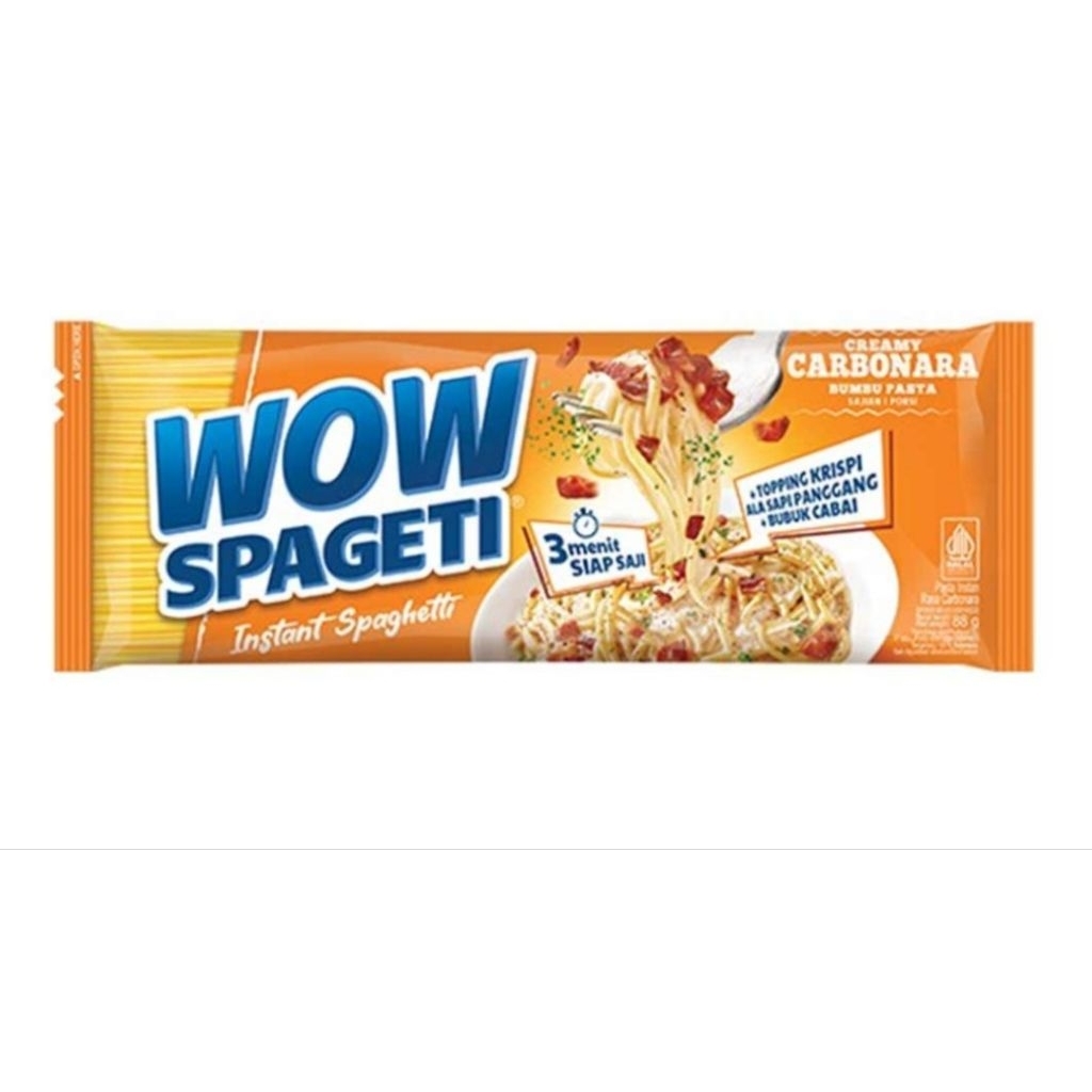 

WOW spageti instant, SPAGHETTI MEATY BOLOGNESE 84G AND SPAGHETTI CREAM CARBONARA 88G