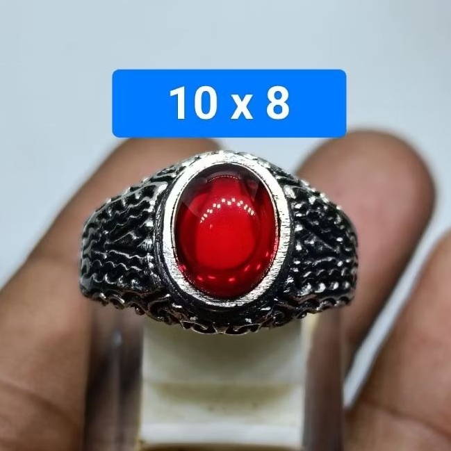 Cincin Batu Akik Merah Siam 10 x 8 Size Kecil