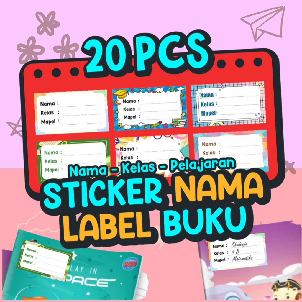 

20 PCS Stiker Nama Buku Tulis / Sticker Nama Buku Tulis Pelajaran Sticker Nama Kelas Sekolah