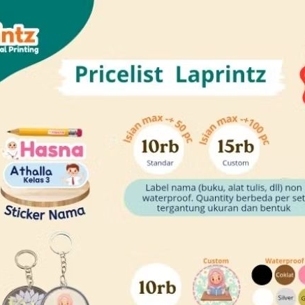 

Sticker label nama anak buku pensil isi max 50/100 pc