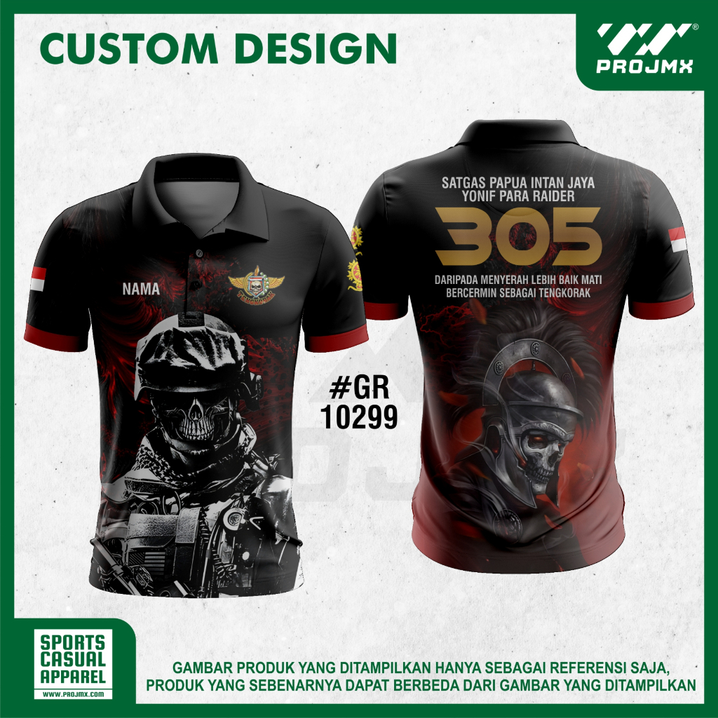PROJMX - KAOS JERSEY TENGKORAK 305  SATGAS PAPUA INTAN JAYA YONIF PARA RAIDER