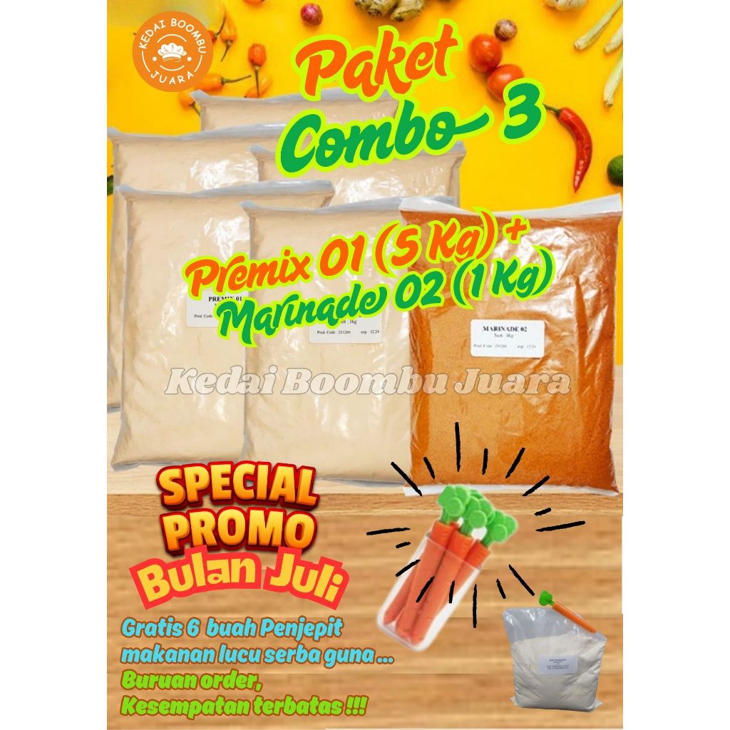 

Paket Combo 3 / Biang Tepung Ayam Bumbu Premix 01 (5 kg) dan Bumbu Marinasi Marinade 02 (1 kg)