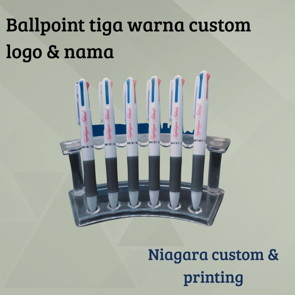 

Ballpoint tiga warna custom logo & nama print uv timbul