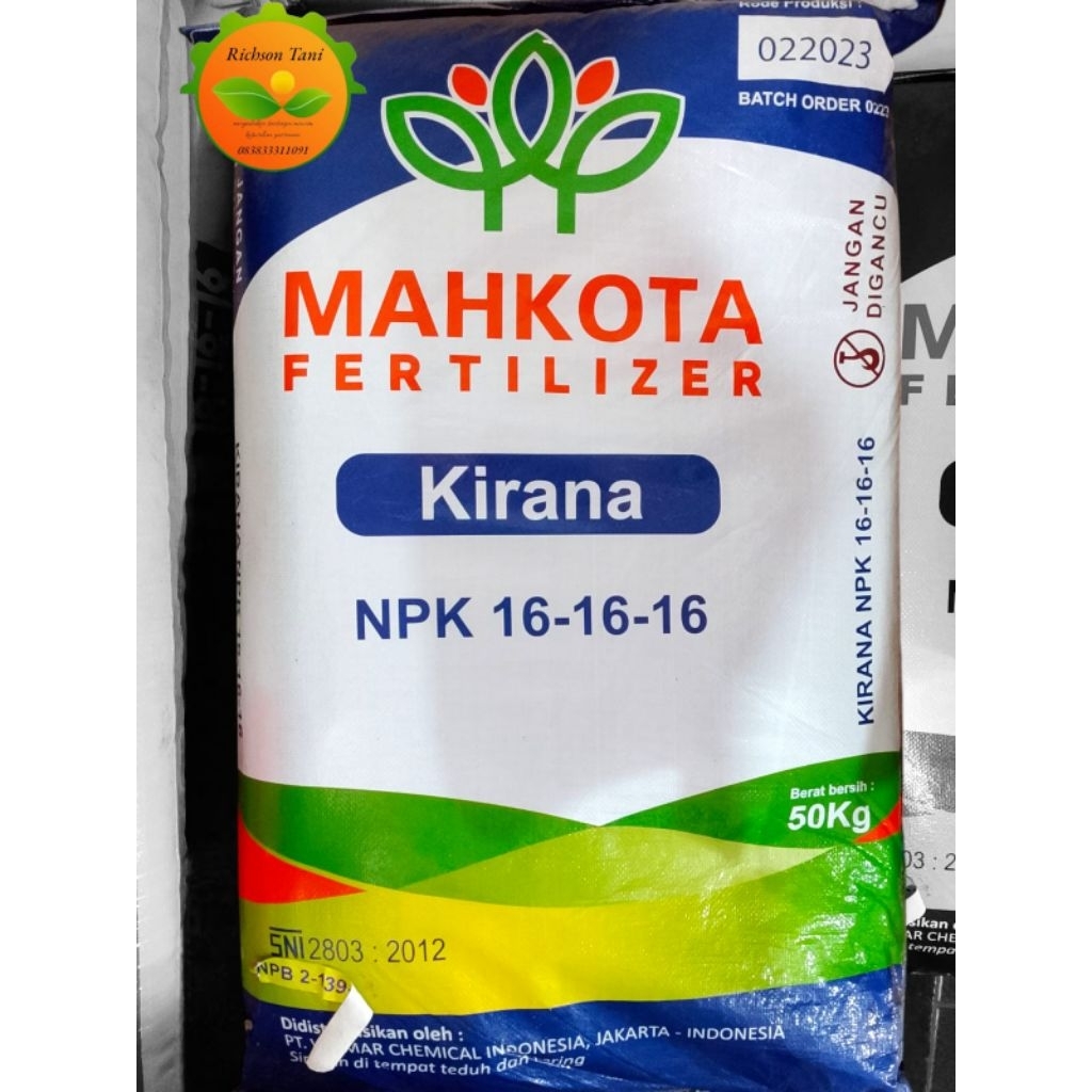 Pupuk NPK 16-16-16 Mahkota Kemasan 50 KG