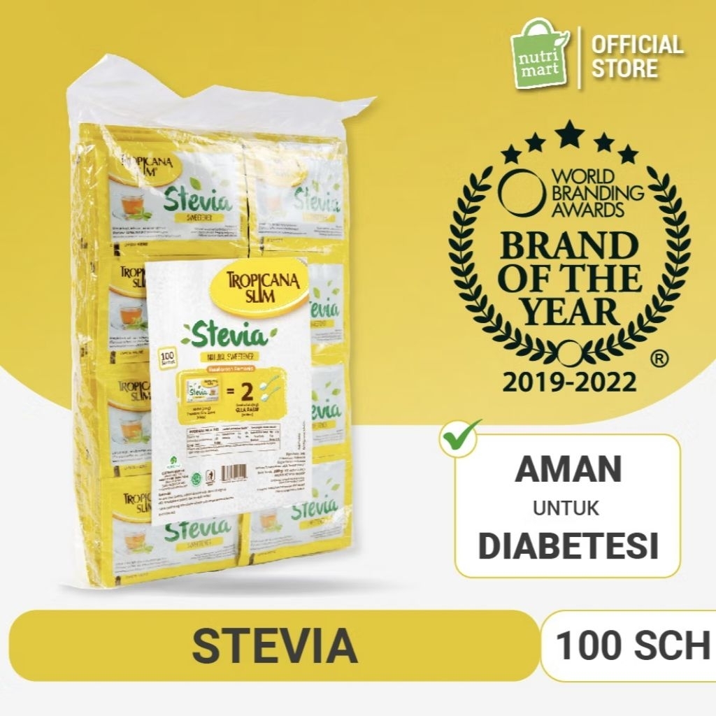 

Tropicana Slim Stevia isi 100 Sachet - Gula Alami Untuk Diabetes