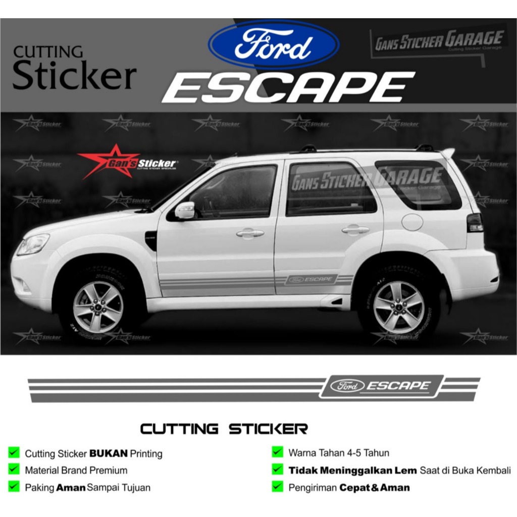 Cutting Sticker Ford Escape Aksesoris Eksterior Mobil Ford Escape
