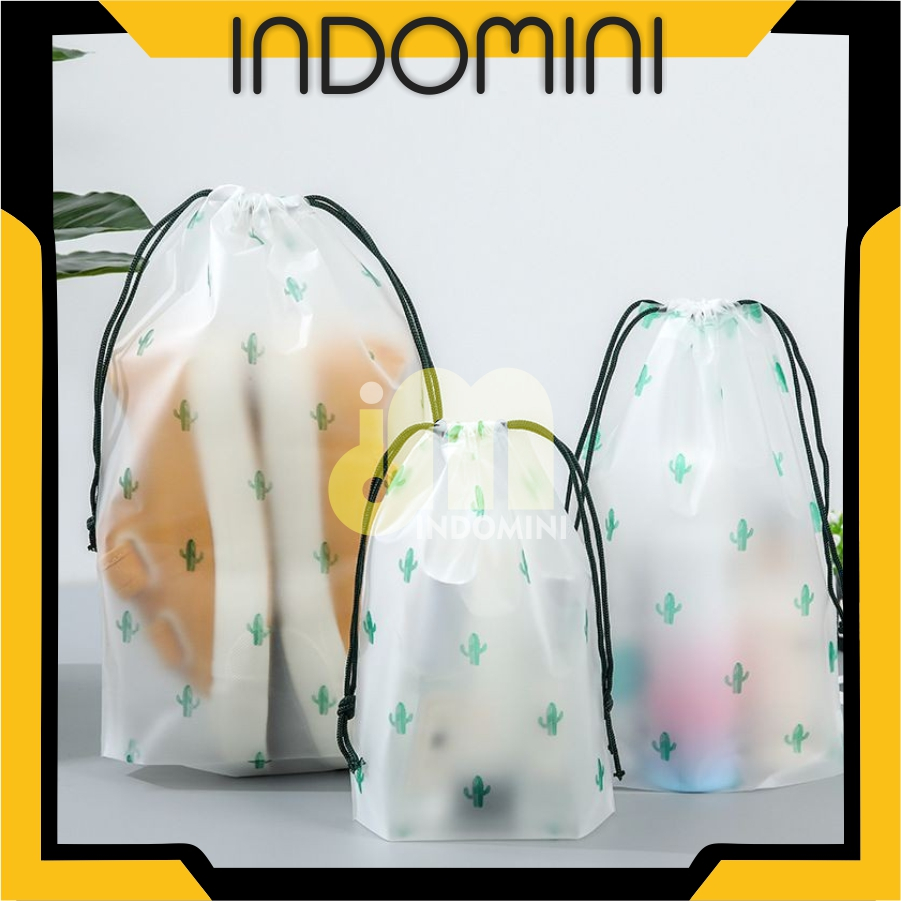 Pouch Serut Travel Motif Lucu Beruang Anti Air Ukuran Kecil Sedang Besar