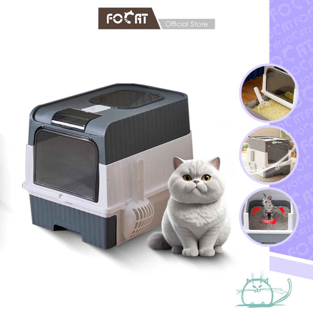 FOCAT Pet Litter Box Kucing Tertutup M30 Cat Litter Box / Bak Pasir Kucing GRATIS Sekop Pasir