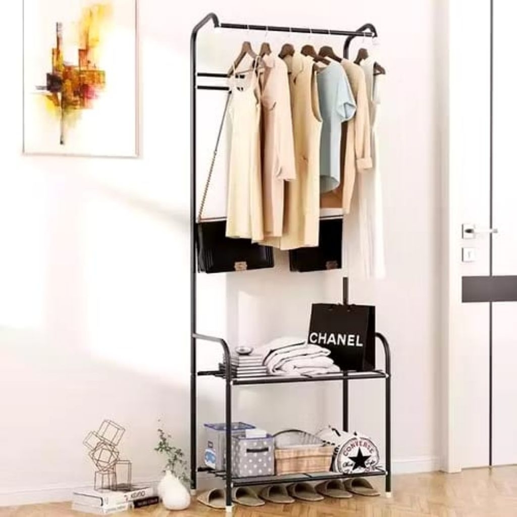 Stand hanger MH19 rak lemari pakaian serbaguna tanpa cover