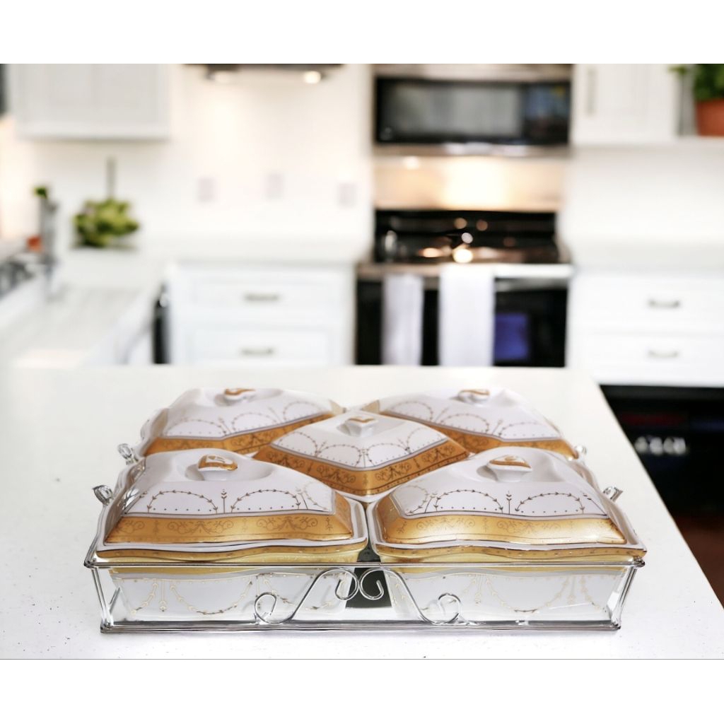 Prasmanan Semanggi, Wadah saji Vicenza B786 PADI dengan 5 mangkok saji, roller dan sendok, tempat sa