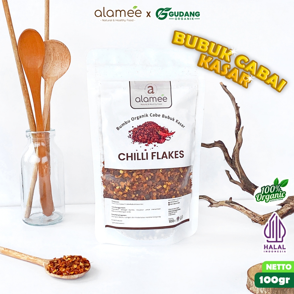 

alamee bumbu organik cabe bubuk halus 100 gram aroma menggoda pedas nikmat tanpa bahan tambahan