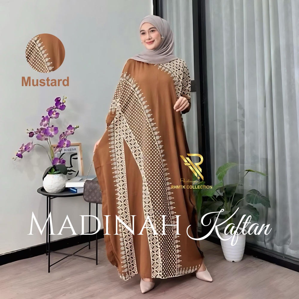 Kaftan Jumbo Long Dress Daster Muslimah Ld 160 Xxxl Lengan Panjang Baju Bumil Busui Kekinian Terbaru