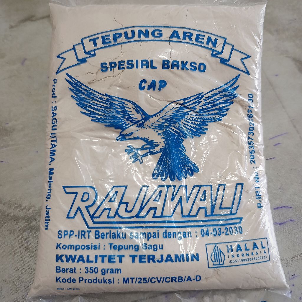 

TEPUNG AREN CAP RAJAWALI 350GR / TEPUNG SAGU RAJAWALI 350GR / TEPUNG BAKSO AREN