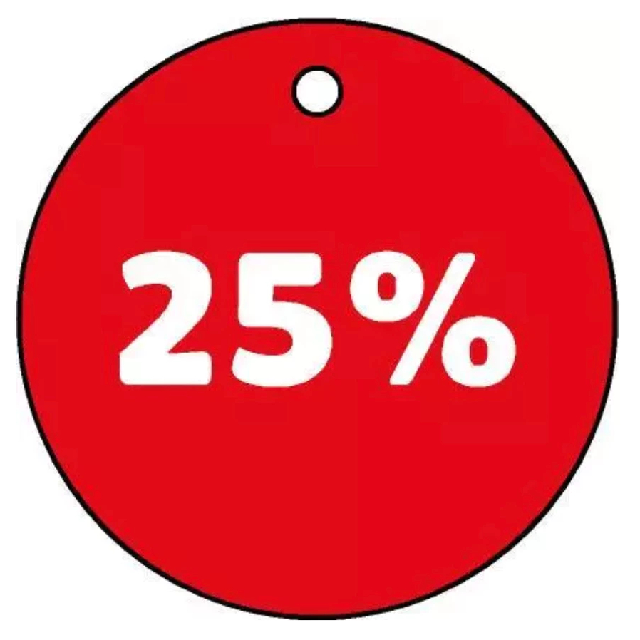 

HANG TAG LABEL DISKON 25 PERSEN SALE BAJU MURAH BULAT UKURAN 3,8 CM GANTUNGAN WLBEE