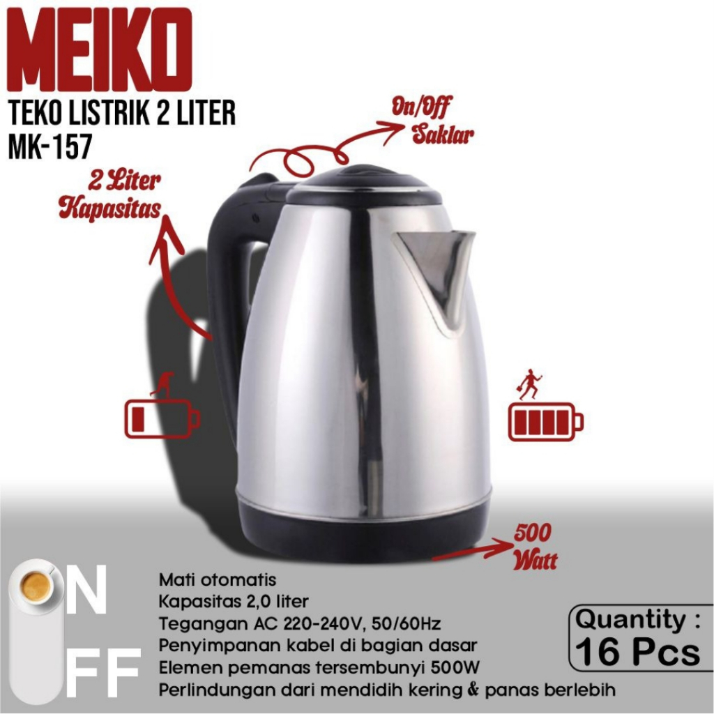 Teko Listrik / Electric Kettle Merek Meiko MK-157
