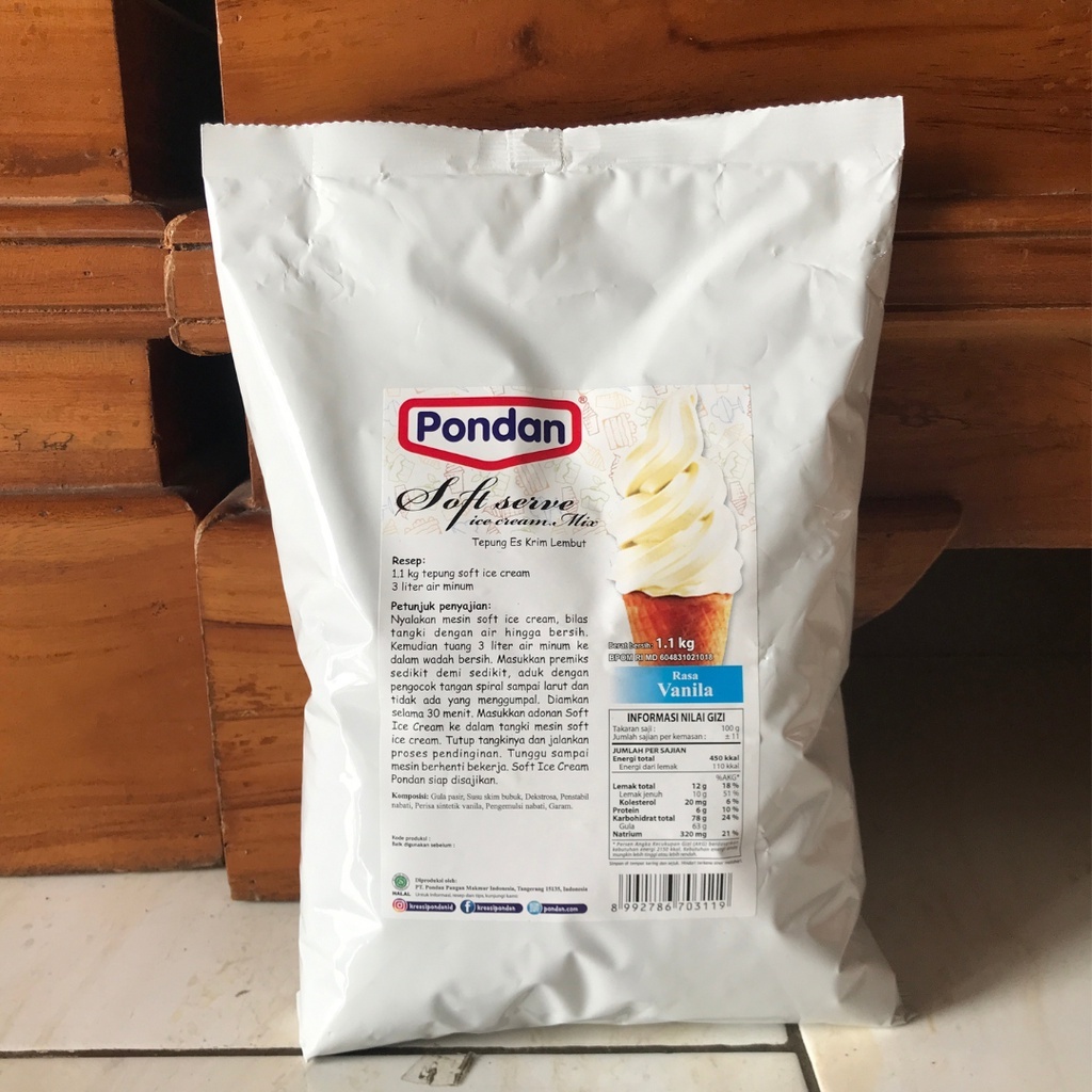 

[oddsolshop] pekanbaru/Pondan Soft Serve Ice Cream Mix Vanilla 1.1KG Bubuk Es Krim Vanila 1100GR