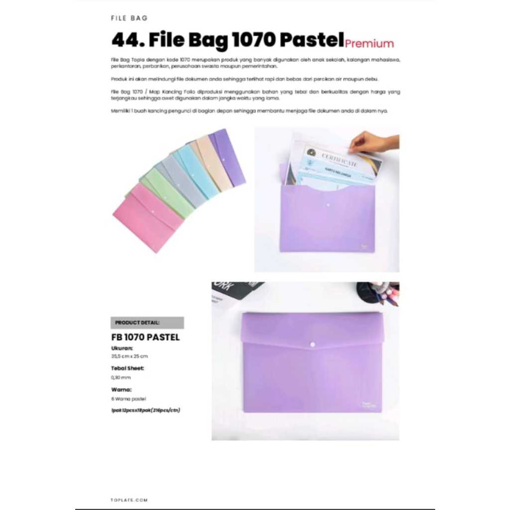 

map kancing topla warna pastel kode 1070( bahan biasa ga tebal) kancing 1 ukuran 35.5 x 25 cm tebal 0.3 mm