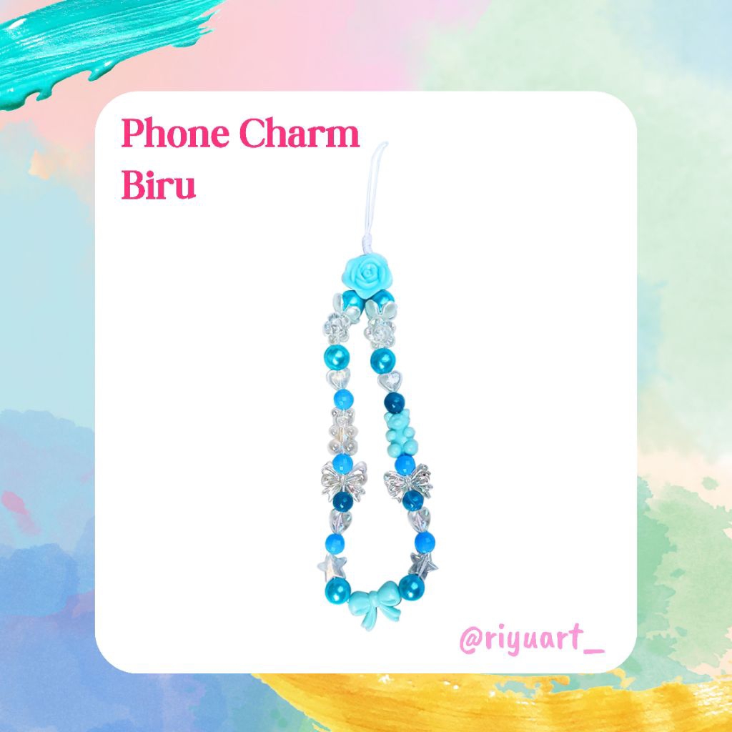 Gantungan Handphone Phone Charm Bunga Biru