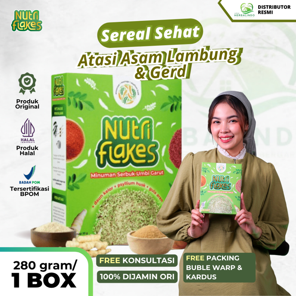 

Nutriflakes - Sereal Umbi Garut Membantu Mengatasi Asam Lambung, Gerd dan Maagh 280gr