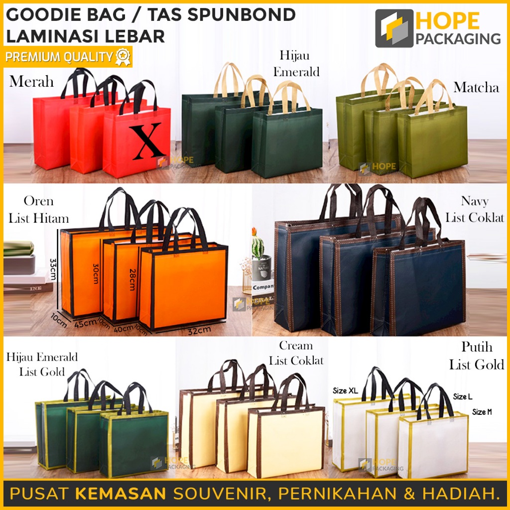 

GoodieBag Laminasi Lebar/ Tas Spunbond Belanja Big Size/ Tas Jumbo/ Tas Souvenir Premium