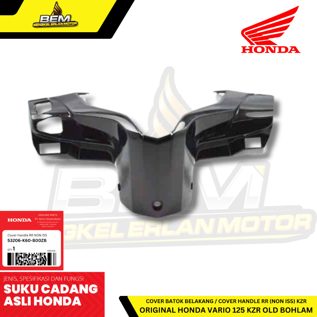53206-KZR-600ZK Cover Batok Belakang Hitam Vario 125 FI KZR Bohlam Original Honda