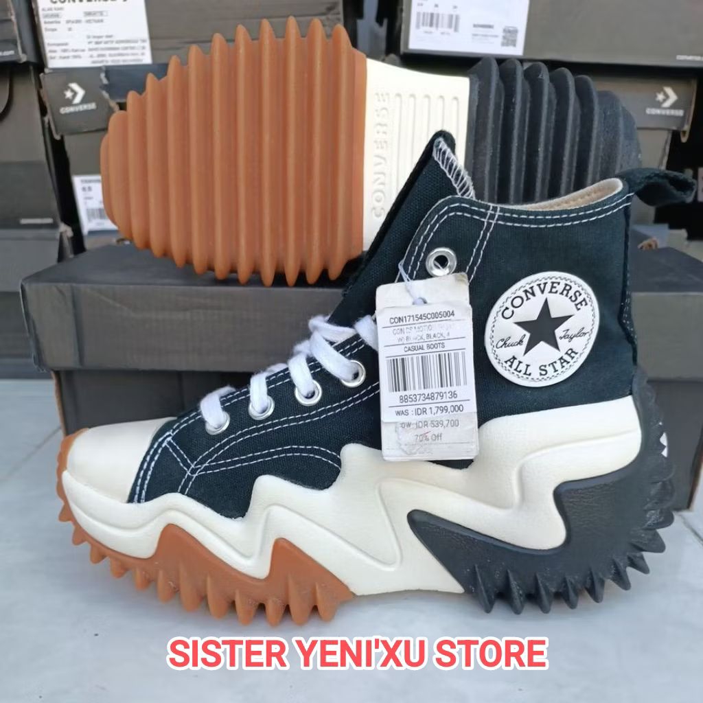 Sepatu Converse Run Star Motion Canvas Platform Unisex Sneakers BLACK (EUR 35,36,37) ORIGINAL STORE 