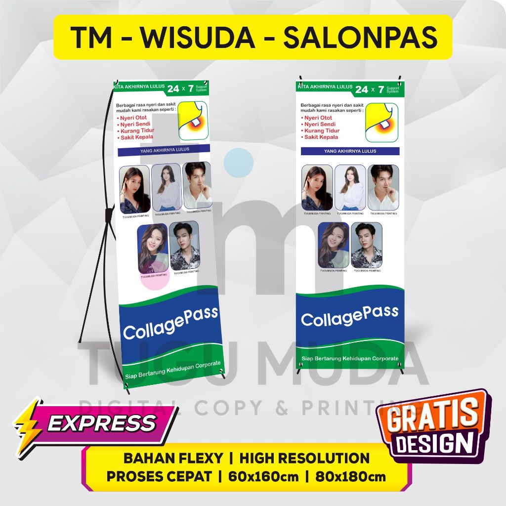 Latopia_ Cetak X-Banner Wisuda X Banner Sidang Outdoor Standing Banner Kkn 60X160Cm - Gratis Design
