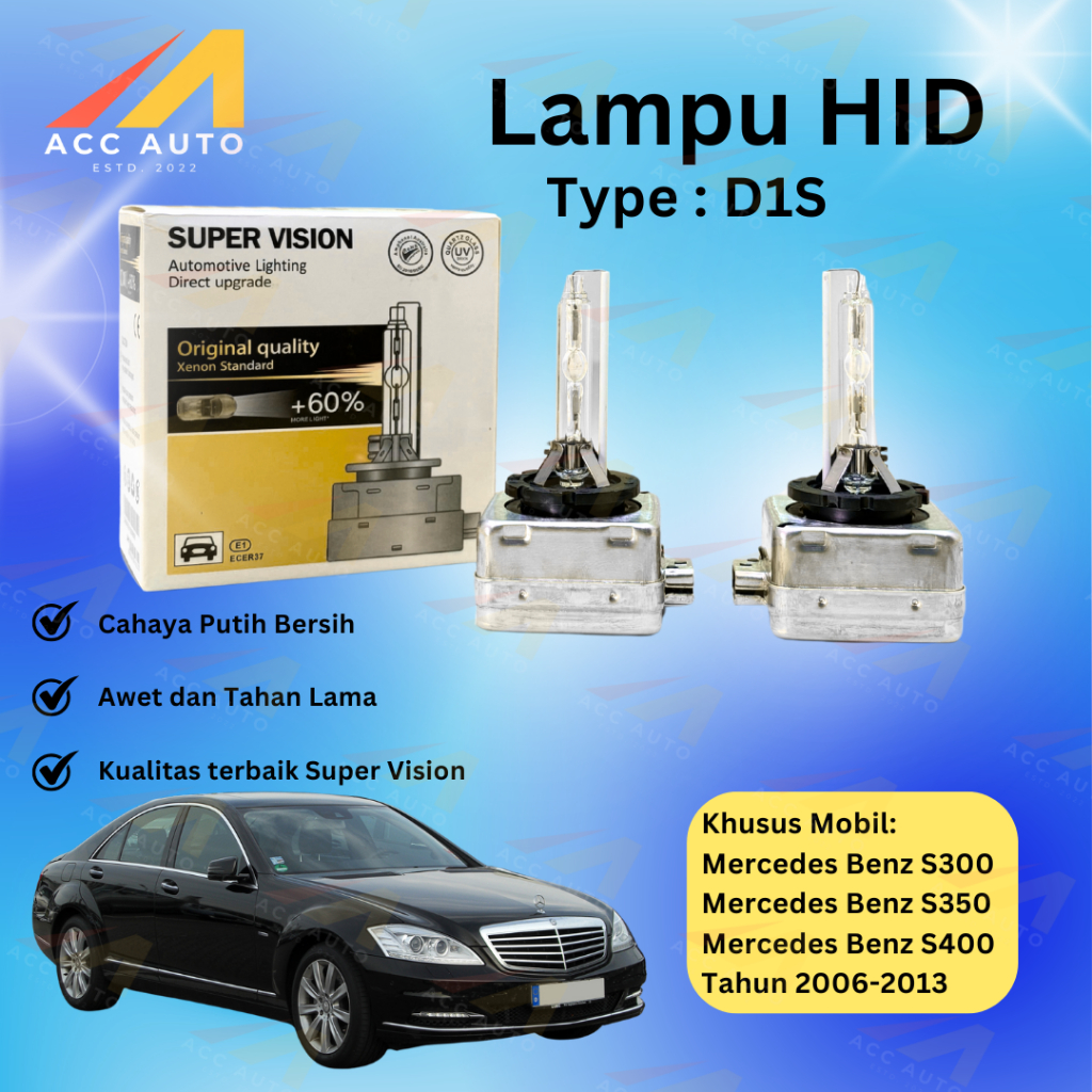Bola Lampu HID Mercedes Benz S300 S350 S400 D1S 6000K Supervision Model OEM