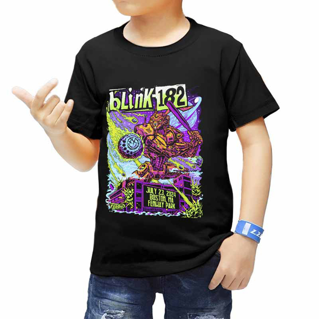 Kaos Blink182 Band Emo Tour Boston Fenway Park 2024 Tshirt Anak Umur 2 s/d 12 Tahun