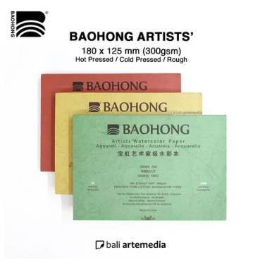 

Baohong Artists’ Watercolor Paper Pad - 300gsm / 180x125mm 100%cotton HP/CP/R - SAS