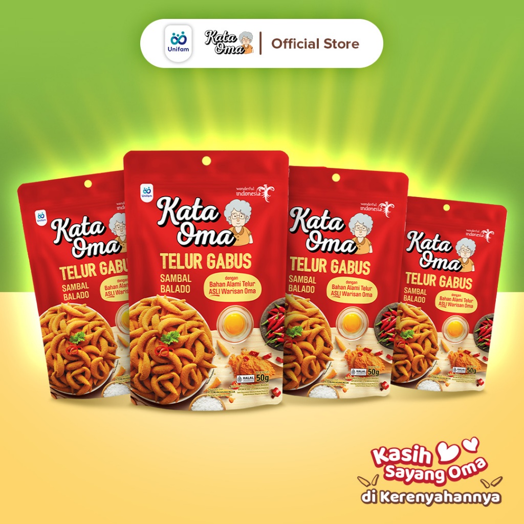 

Paket Isi 4 Kata Oma Telur Gabus Rasa Sambal Balado 50 Gr