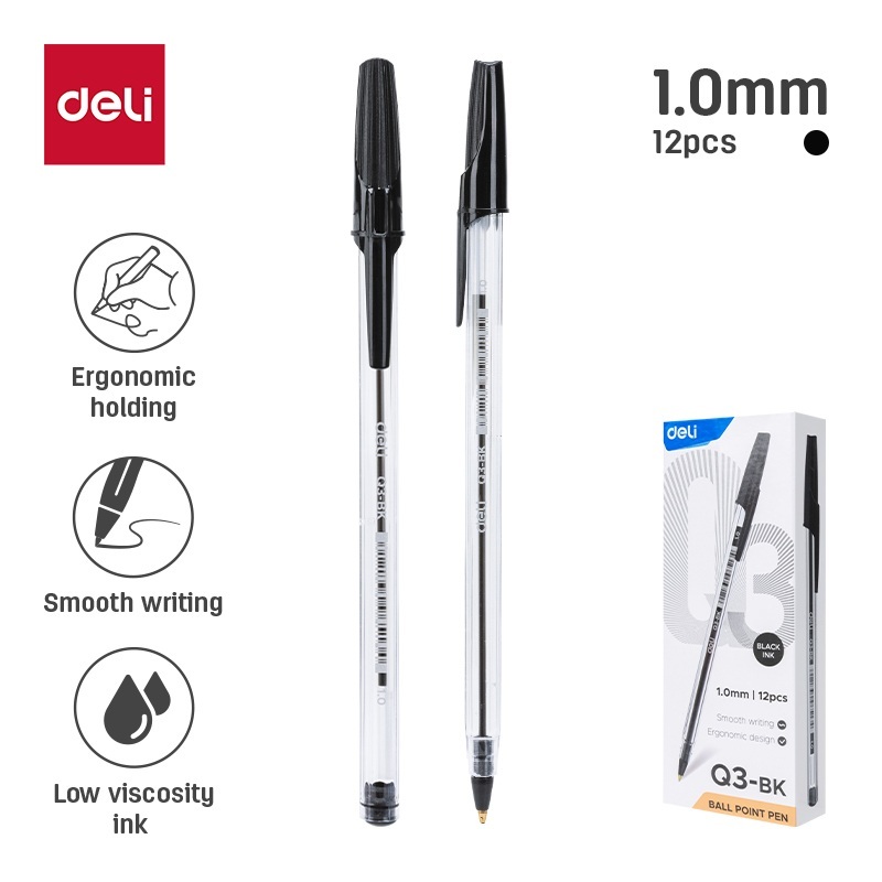 

Deli Ballpoint Pen / Pulpen Bolpoin 1.0 mm Isi 12 pcs Penulisan Halus EQ3