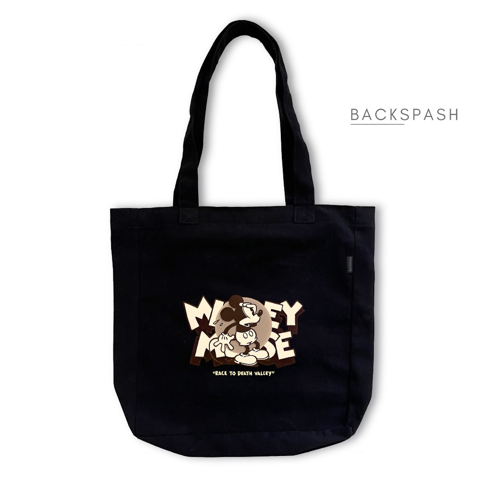 Tote bag Kanvas Hitam Kartun Mickey Mouse Part 2 H2- Tas Totebag Kuliah Pria Wanita TKH