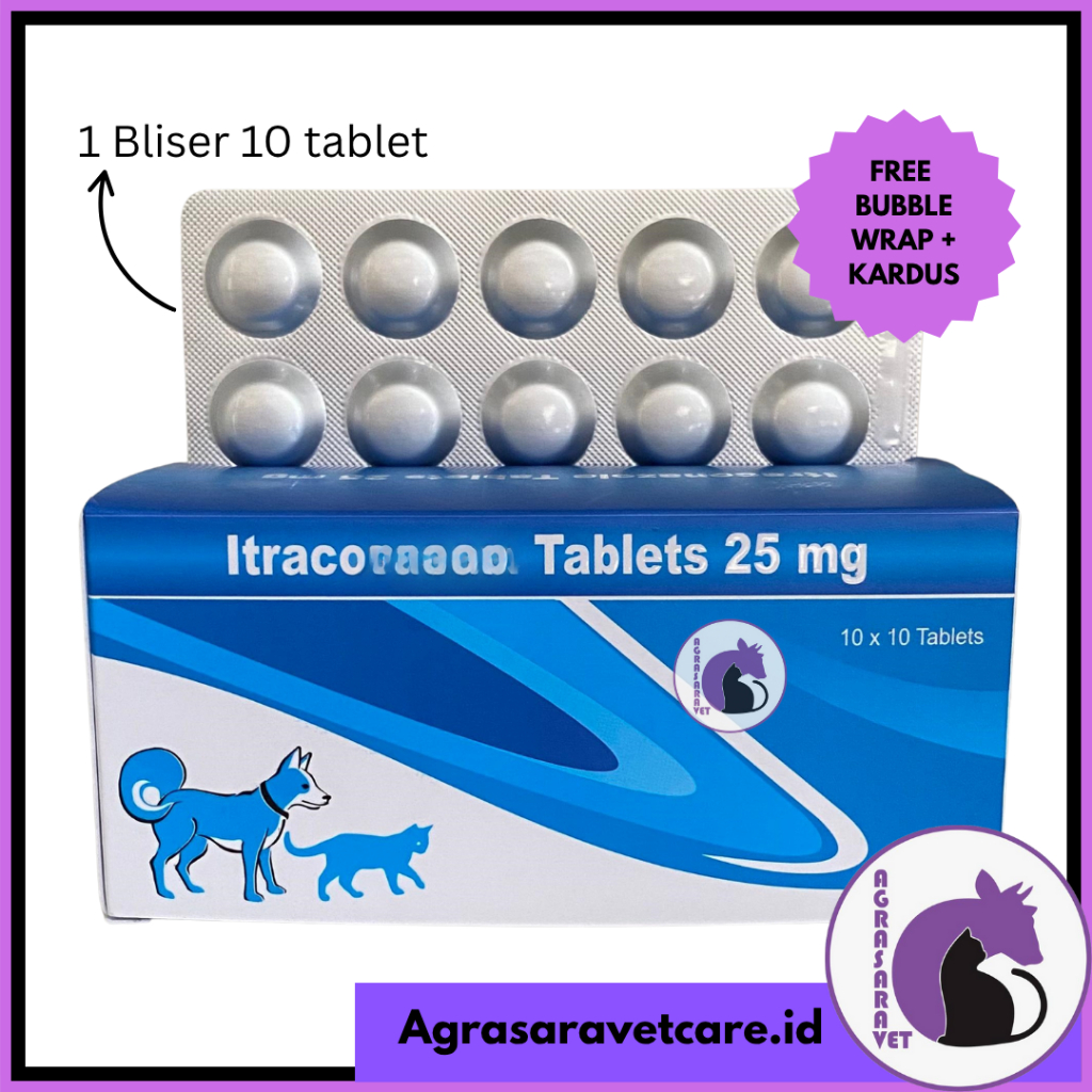 Itraconazole [HARGA Per Blister/10 Tablet] - Obat Jamur Ampuh untuk Anjing Kucing