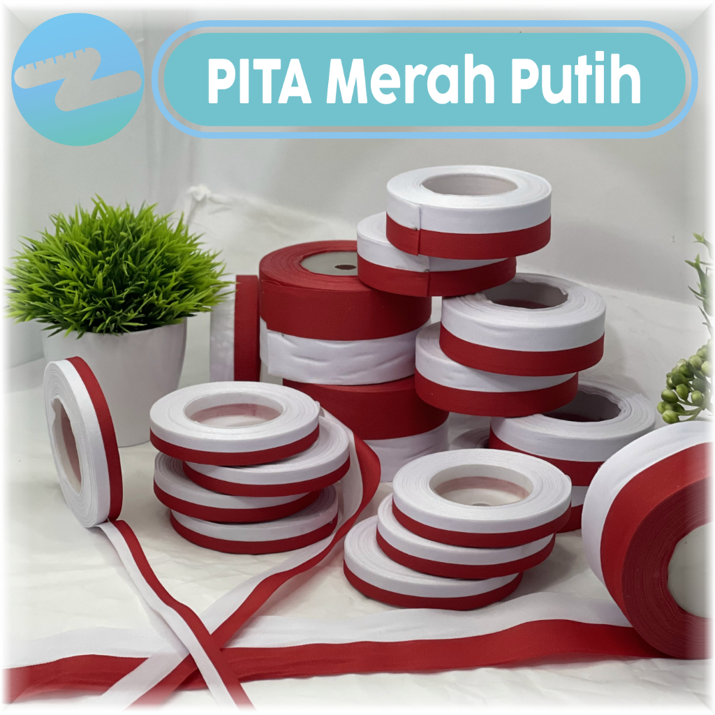 

Pita Merah Putih / Pita Kemerdekaan Roll Kain Setengah / Satu / Dua Inch Besar Sedang Kecil
