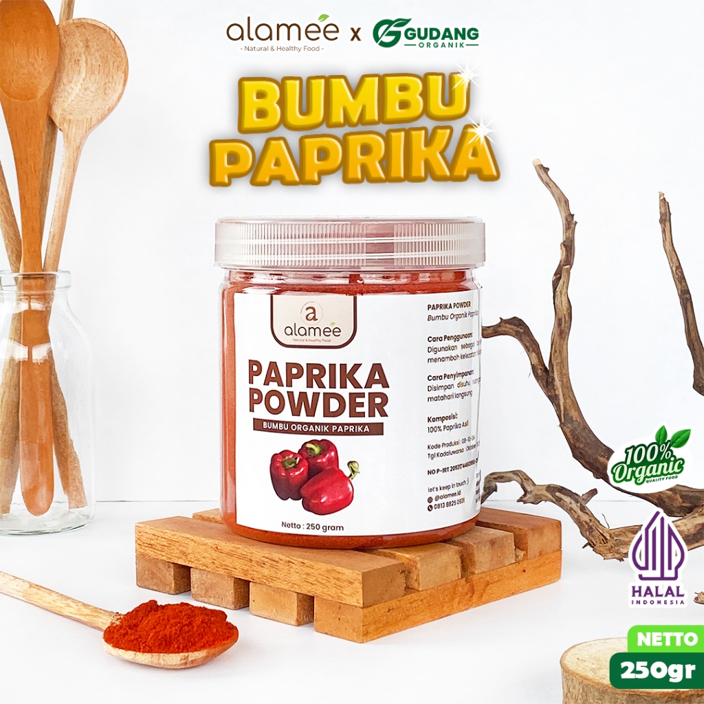 

alamee bumbu organik paprika toples dengan bumbu aromatik dan tanpa bahan tambahan menjadi pilihan
