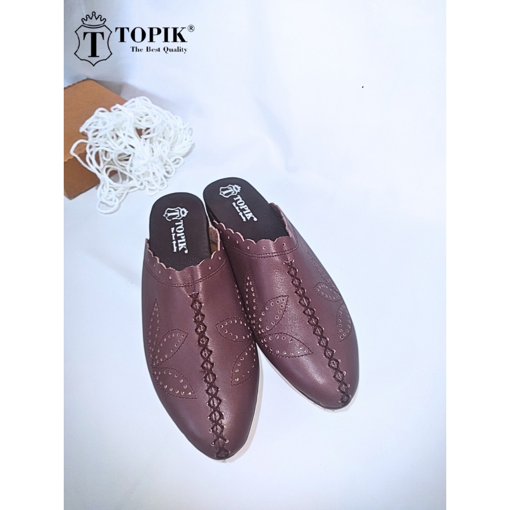 TOPIK - Sandal Selop Wanita Kulit Asli Hak 3 cm